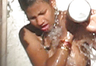 Chesty Indian Woman Attempts to wash And shows Her large Milk cans