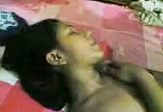 Chocolate colored Flesh Teenage Indian thin Gf Torn up on webcam