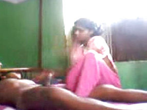 Horn-mad Indian black haired In Rosy sari provides Fellow with Blow job